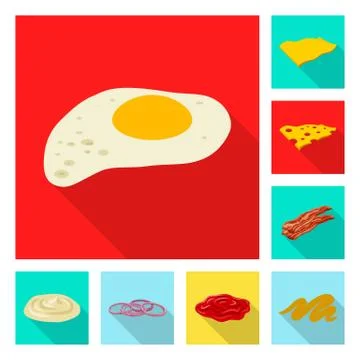 Vector design of burger and sandwich sign. Collection of burger and slice stock Stock Illustration