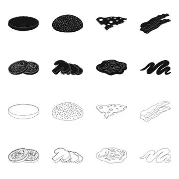 Vector design of burger and sandwich icon. Collection of burger and slice stock Stock Illustration