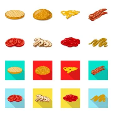 Vector design of burger and sandwich icon. Collection of burger and slice stock Stock Illustration