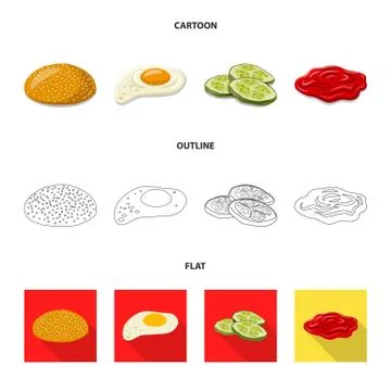 Vector design of burger and sandwich logo. Collection of burger and slice vector イラスト素材