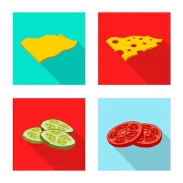 Vector design of burger and sandwich icon. Set of burger and slice vector icon 스톡 일러스트