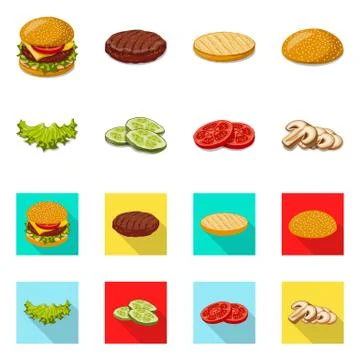 Vector design of burger and sandwich logo. Collection of burger and slice stock Stock Illustration