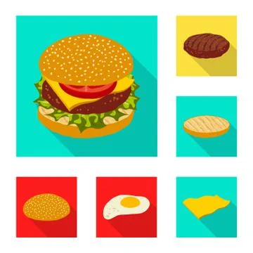 Vector design of burger and sandwich logo. Collection of burger and slice vector Stock Illustration