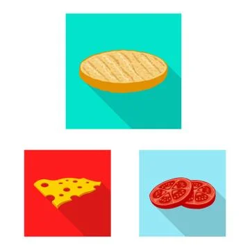 Vector design of burger and sandwich logo. Collection of burger and slice vector Stock Illustration