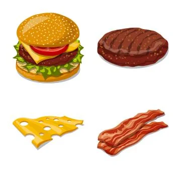 Vector design of burger and sandwich icon. Set of burger and slice stock vector イラスト素材
