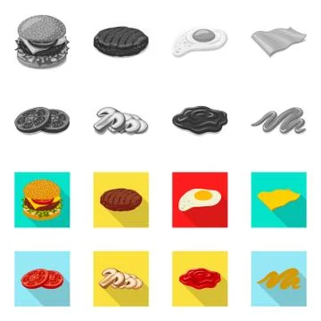 Vector design of burger and sandwich icon. Set of burger and slice stock vector Stock Illustration