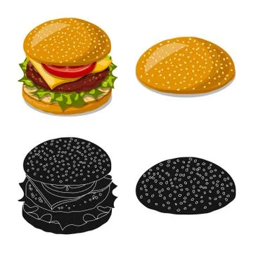 Vector design of burger and sandwich logo. Collection of burger and slice stock Stock Illustration