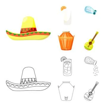 Vector design of cafe and Latin icon. Set of cafe and national stock vector Stock Illustration