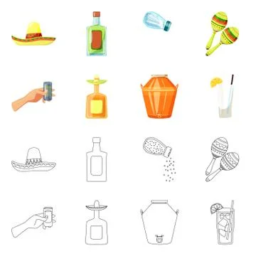 Vector design of cafe and Latin icon. Set of cafe and national vector icon for Illustrazione stock
