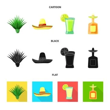 Vector design of cafe and Latin icon. Set of cafe and national stock symbol for Stock Illustration