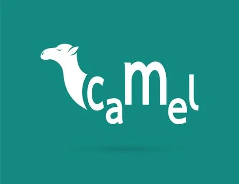 Vector design camel is text on a blue background. Stock Illustration