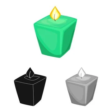 Vector design of candle and aromatic symbol. Set of candle and restaurant stock 스톡 일러스트