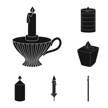 Vector design of candlelight and decoration logo. Set of candlelight and wax 스톡 일러스트
