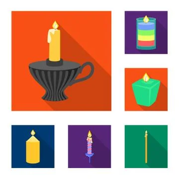 Vector design of candlelight and decoration sign. Set of candlelight and flame Stock Illustration