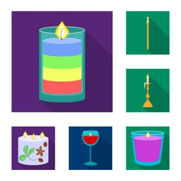 Vector design of candlelight and decoration logo. Set of candlelight and flame Stock Illustration