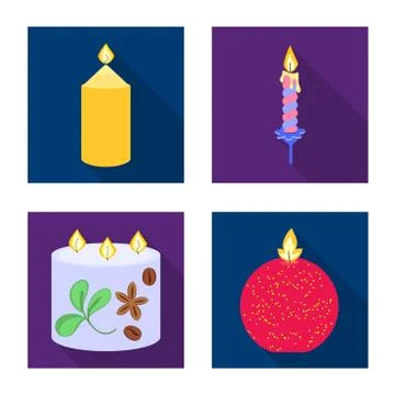 Vector design of candlelight and decoration icon. Collection of candlelight and 스톡 일러스트