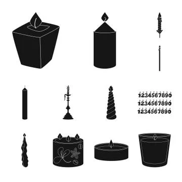 Vector design of candlelight and decoration symbol. Set of candlelight and wax Stock Illustration