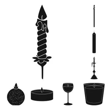 Vector design of candlelight and decoration logo. Collection of candlelight and 스톡 일러스트