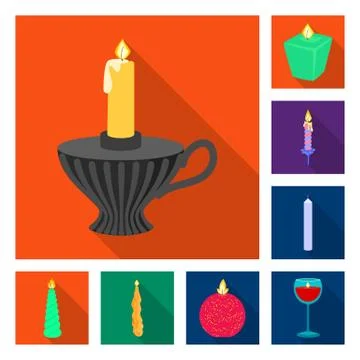 Vector design of candlelight and decoration icon. Set of candlelight and flame 스톡 일러스트