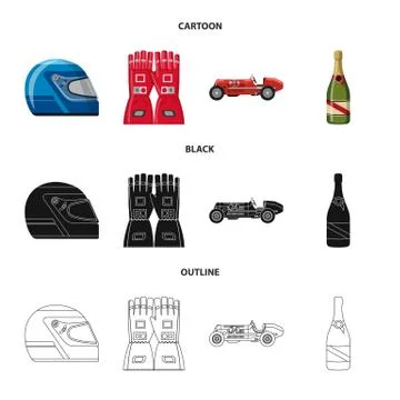 Vector design of car and rally icon. Set of car and race stock symbol for web. Stock Illustration
