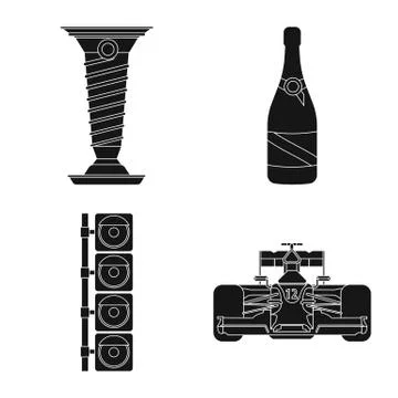 Vector design of car and rally icon. Collection of car and race vector icon for Stock Illustration