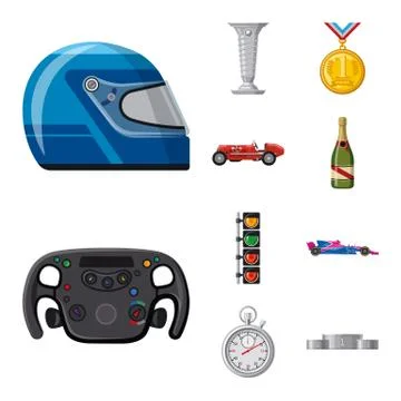 Vector design of car and rally symbol. Collection of car and race stock symbol Stock Illustration