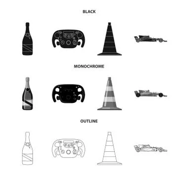 Vector design of car and rally symbol. Set of car and race vector icon for stock Stock Illustration
