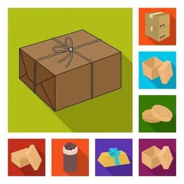 Vector design of cardboard and delivery  icon. Collection of cardboard and labe Stock Illustration