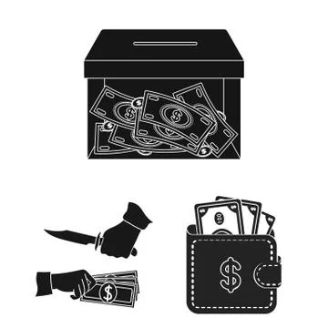 Vector design of cash and currency logo. Set of cash and stack stock symbol for Stock Illustration