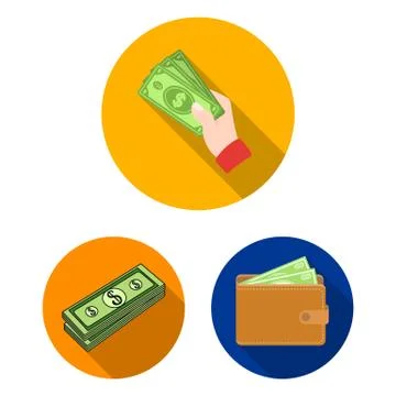 Vector design of cash and currency symbol. Collection of cash and stack stock 库存插图