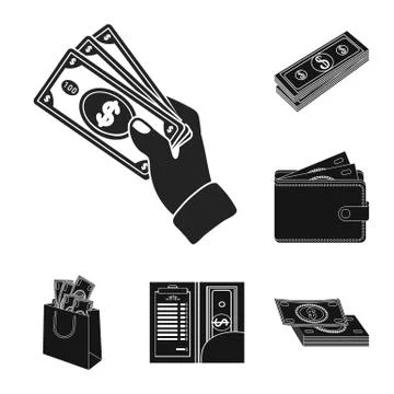 Vector design of cash and currency logo. Collection of cash and stack vector Stock Illustration