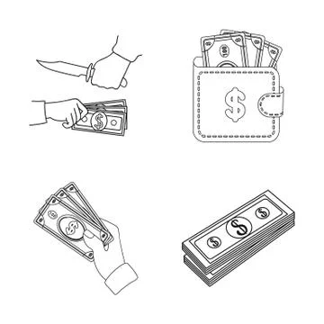 Vector design of cash and currency logo. Collection of cash and stack vector Stock Illustration