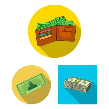 Vector design of cash and currency sign. Set of cash and stack stock symbol for Illustrazione stock
