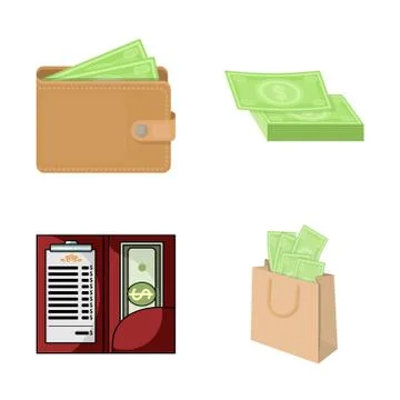 Vector design of cash and currency symbol. Collection of cash and stack stock Illustrazione stock