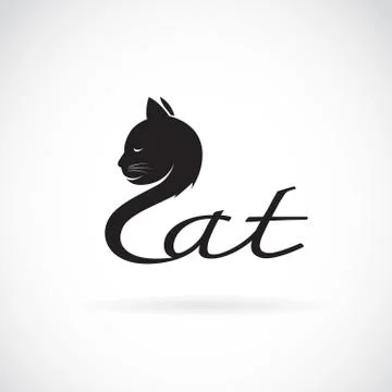 Vector of design cat is text on a white background. Pet. Animal Logo. Illustrazione stock