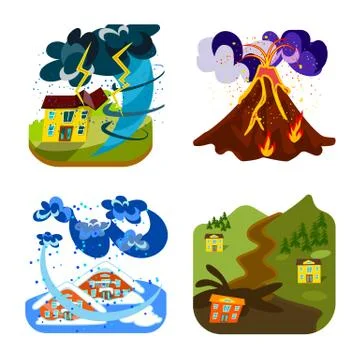 Vector design of cataclysm and disaster icon. Set of cataclysm and apocalypse Stock Illustration