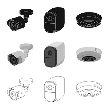 Vector design of cctv and camera logo. Set of cctv and system vector icon for 스톡 일러스트