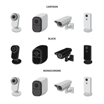 Vector design of cctv and camera sign. Collection of cctv and system stock Stock Illustration
