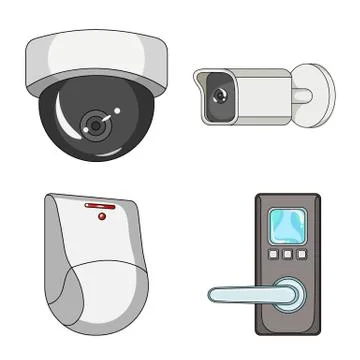 Vector design of cctv and camera symbol. Set of cctv and system vector icon for Stock Illustration