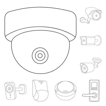 Vector design of cctv and camera logo. Set of cctv and system vector icon for Stockillustratie