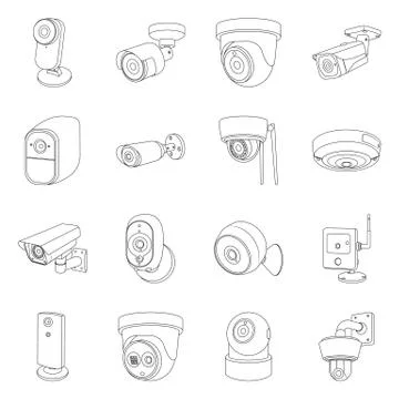 Vector design of cctv and camera symbol. Set of cctv and system vector icon for Stock Illustration
