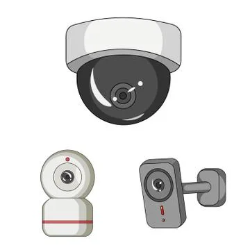 Vector design of cctv and camera symbol. Collection of cctv and system stock Stock Illustration