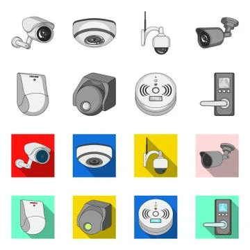 Vector design of cctv and camera symbol. Set of cctv and system stock vector Stock Illustration
