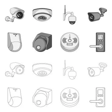 Vector design of cctv and camera logo. Collection of cctv and system stock Stock Illustration