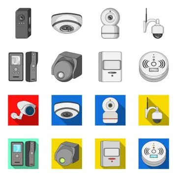 Vector design of cctv and camera symbol. Collection of cctv and system vector Stock Illustration