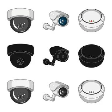 Vector design of cctv and camera icon. Set of cctv and system vector icon for Stock Illustration