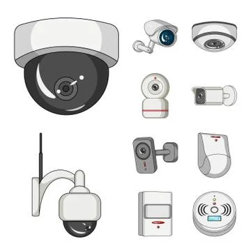 Vector design of cctv and camera logo. Collection of cctv and system stock Stock Illustration
