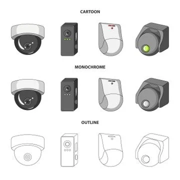 Vector design of cctv and camera sign. Set of cctv and system vector icon for Stock Illustration