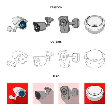 Vector design of cctv and camera sign. Collection of cctv and system vector icon Stock Illustration