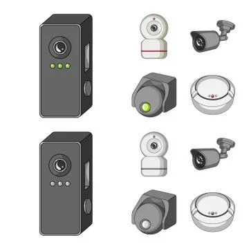 Vector design of cctv and camera symbol. Collection of cctv and system stock Stock Illustration